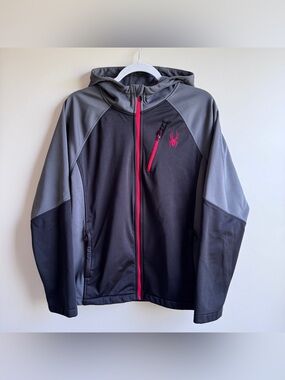Spyder Two-Tone Hooded Softshell Jacket in Black Men’s Size Small